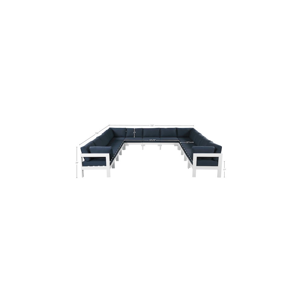 Nizuc Navy Water Resistant Fabric Outdoor Patio Modular Sectional