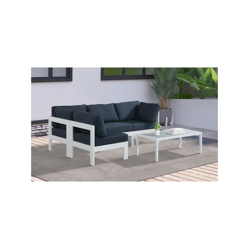 Nizuc Navy Water Resistant Fabric Outdoor Patio Modular Sectional