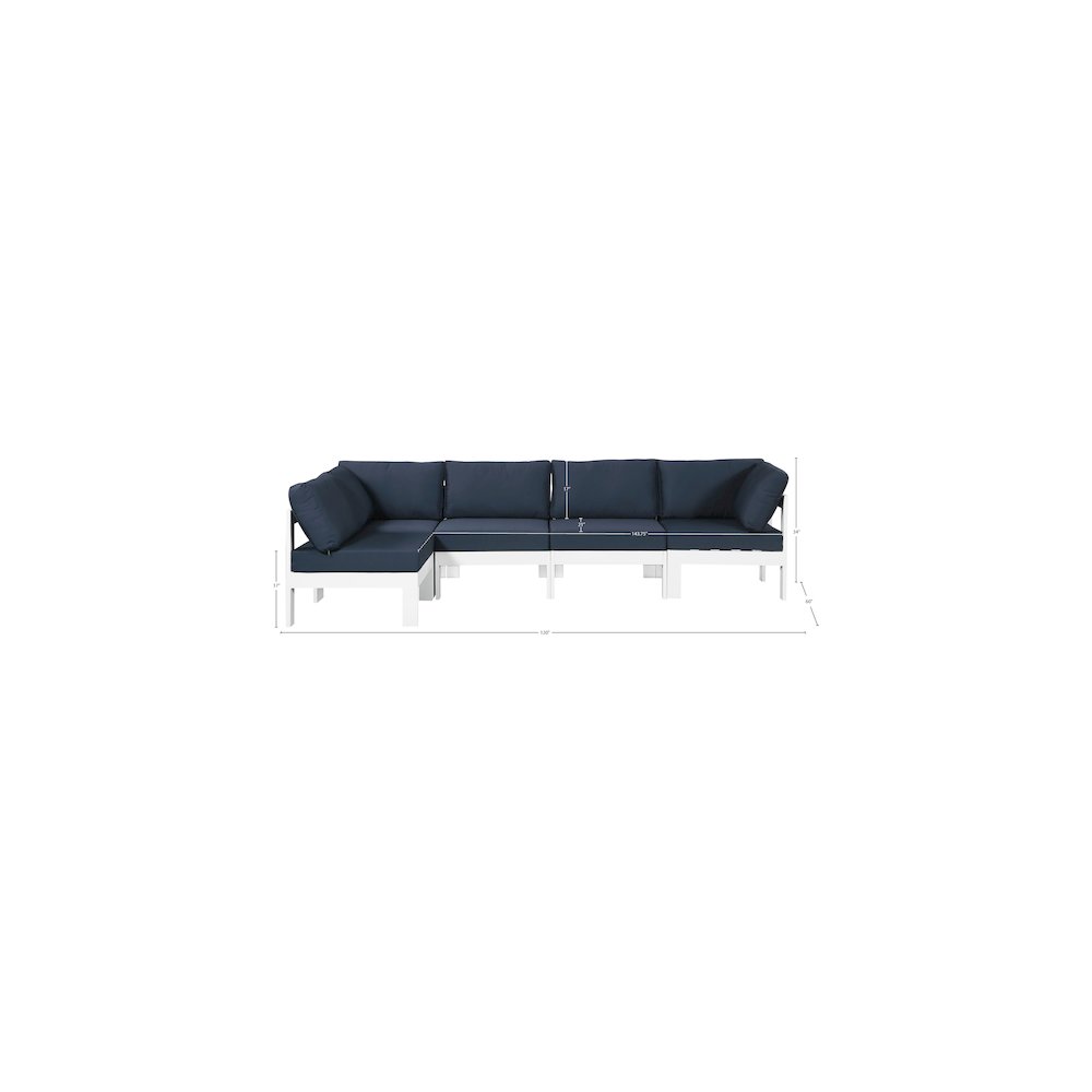 Nizuc Navy Water Resistant Fabric Outdoor Patio Modular Sectional