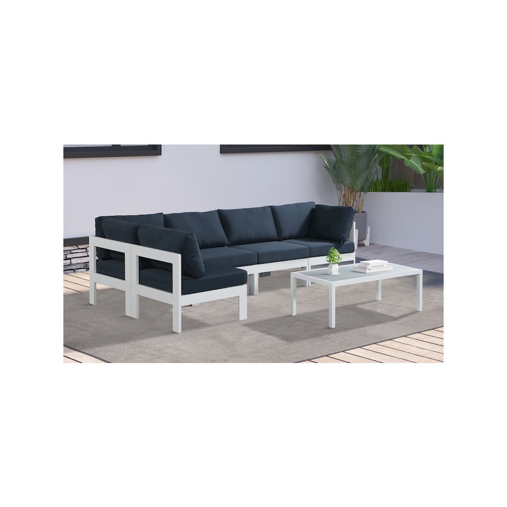 Nizuc Navy Water Resistant Fabric Outdoor Patio Modular Sectional