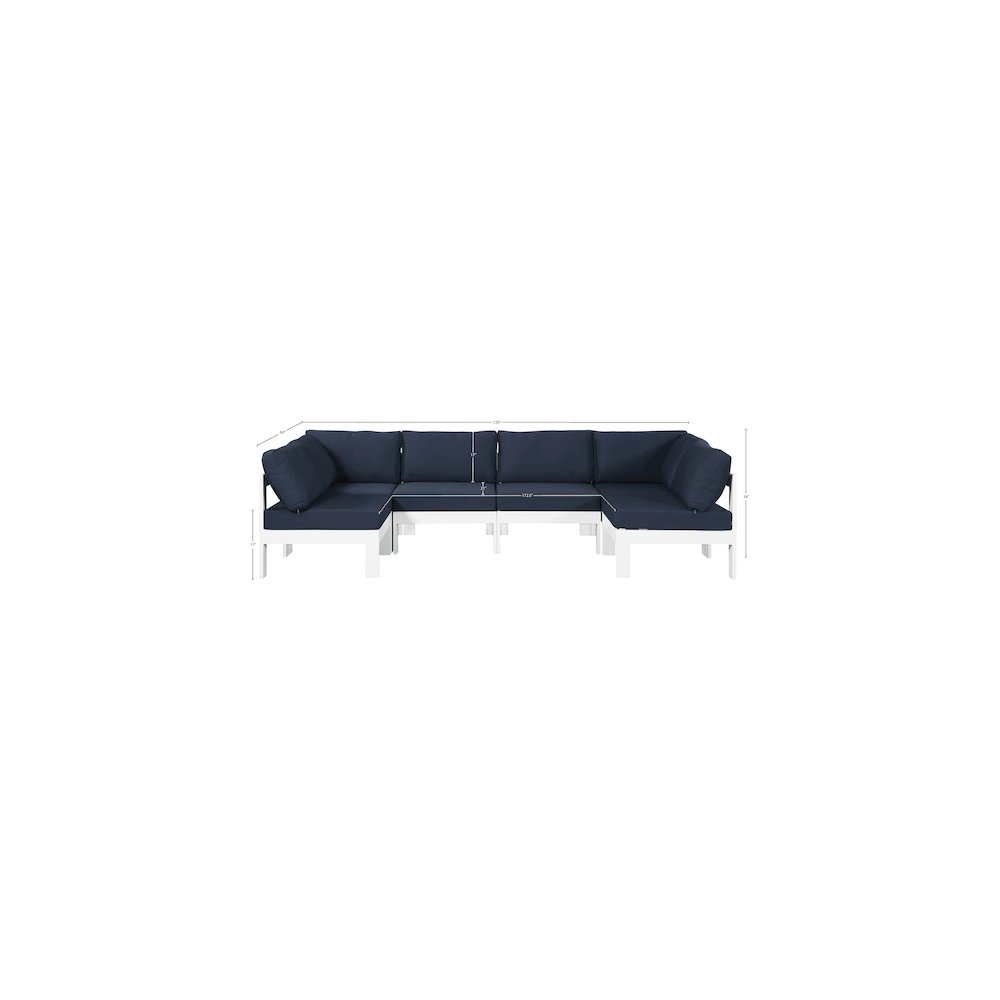Nizuc Navy Water Resistant Fabric Outdoor Patio Modular Sectional