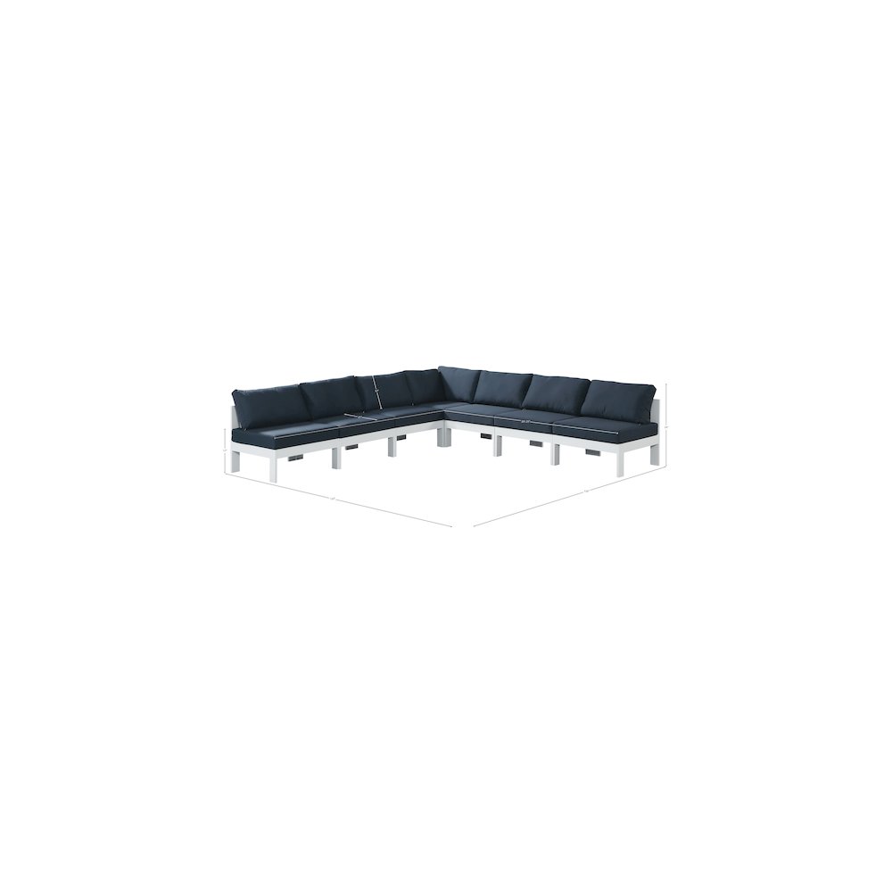 Nizuc Navy Water Resistant Fabric Outdoor Patio Modular Sectional