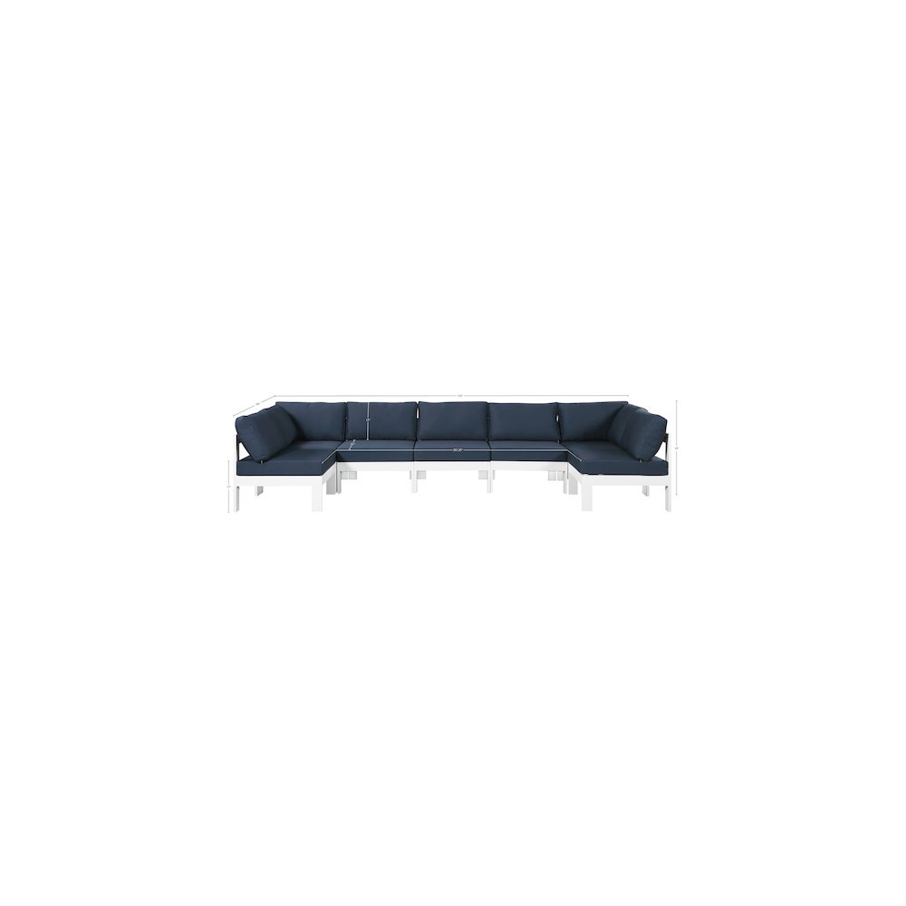 Nizuc Navy Water Resistant Fabric Outdoor Patio Modular Sectional