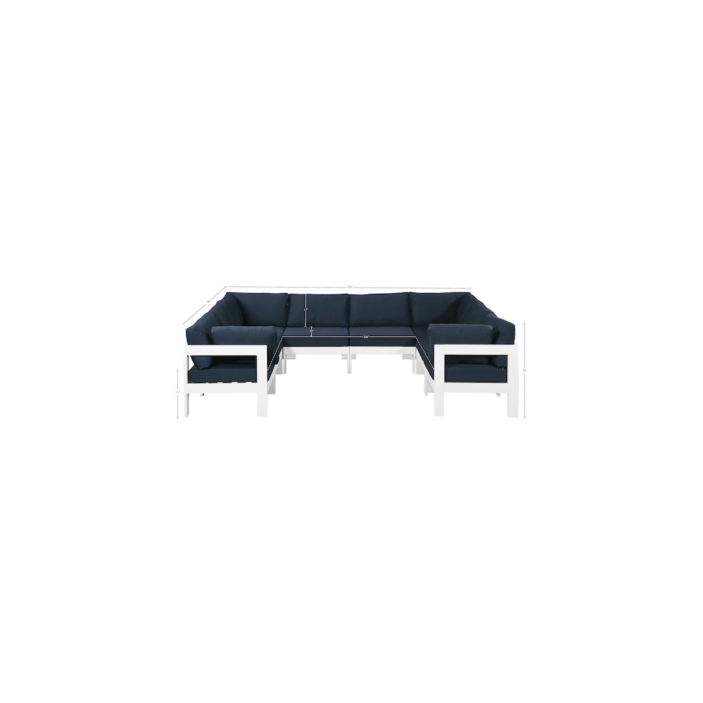 Nizuc Navy Water Resistant Fabric Outdoor Patio Modular Sectional