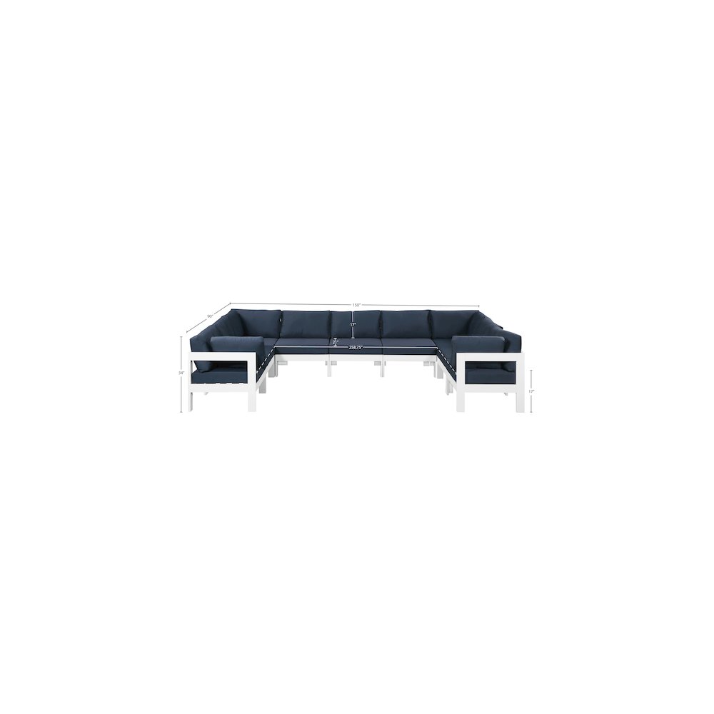 Nizuc Navy Water Resistant Fabric Outdoor Patio Modular Sectional