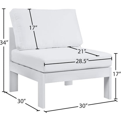 Nizuc White Water Resistant Fabric Outdoor Patio Aluminum Armless Chair