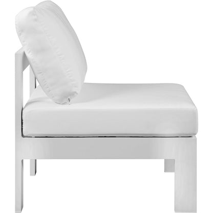 Nizuc White Water Resistant Fabric Outdoor Patio Aluminum Armless Chair