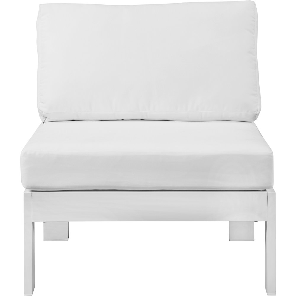 Nizuc White Water Resistant Fabric Outdoor Patio Aluminum Armless Chair