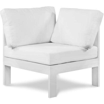 Nizuc White Water Resistant Fabric Outdoor Patio Aluminum Corner Chair