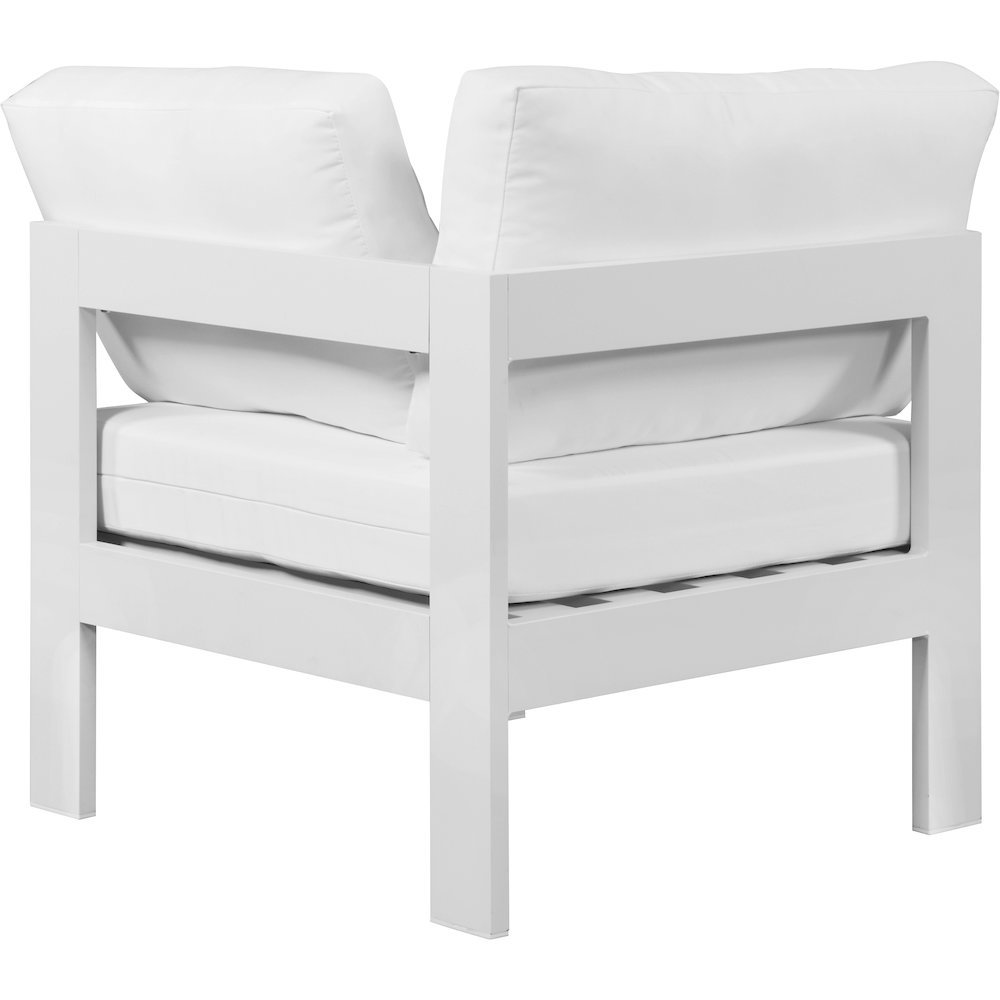 Nizuc White Water Resistant Fabric Outdoor Patio Aluminum Corner Chair