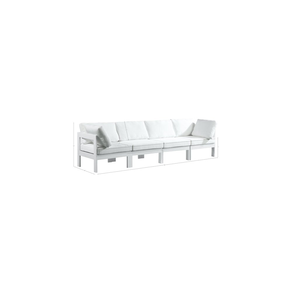 Nizuc White Water Resistant Fabric Outdoor Patio Modular Sofa