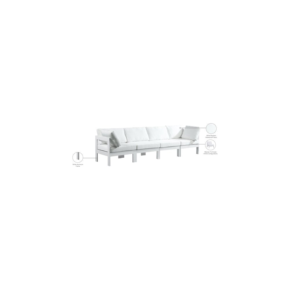 Nizuc White Water Resistant Fabric Outdoor Patio Modular Sofa