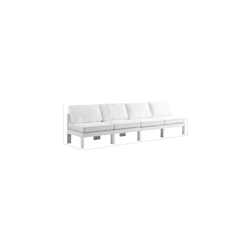 Nizuc White Water Resistant Fabric Outdoor Patio Modular Sofa