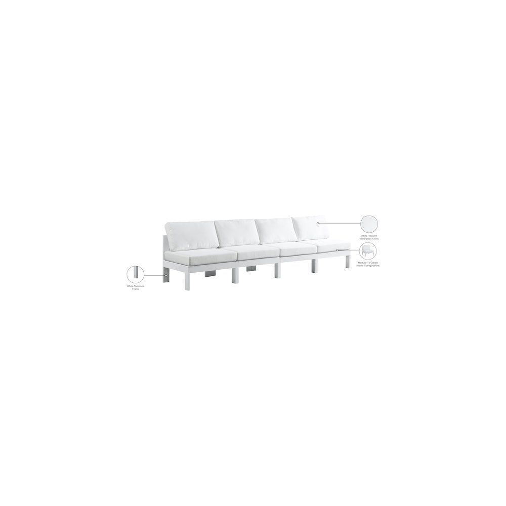 Nizuc White Water Resistant Fabric Outdoor Patio Modular Sofa