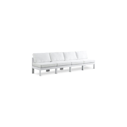 Nizuc White Water Resistant Fabric Outdoor Patio Modular Sofa