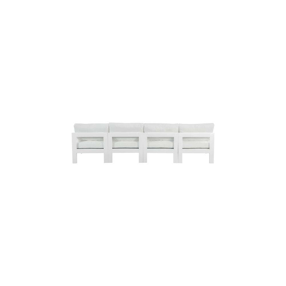 Nizuc White Water Resistant Fabric Outdoor Patio Modular Sofa