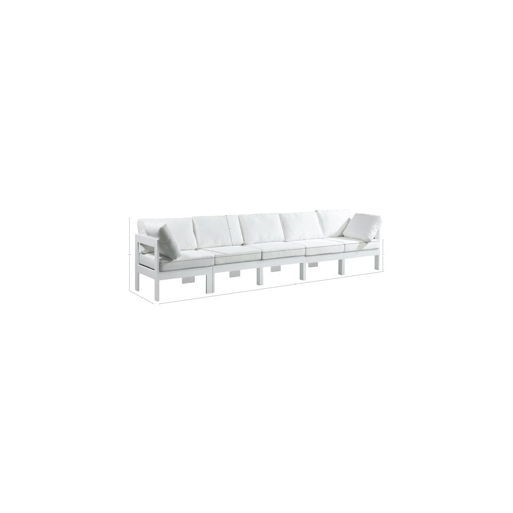 Nizuc White Water Resistant Fabric Outdoor Patio Modular Sofa