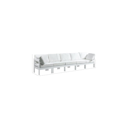 Nizuc White Water Resistant Fabric Outdoor Patio Modular Sofa