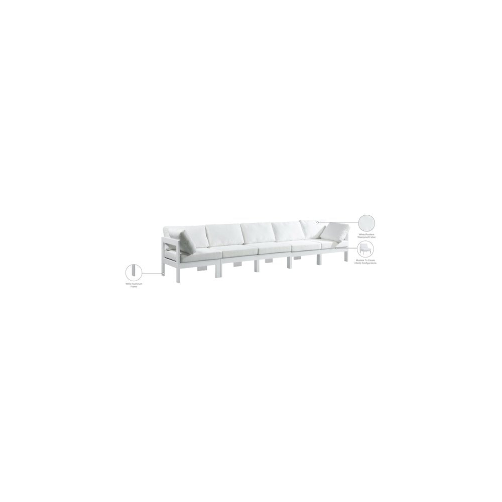 Nizuc White Water Resistant Fabric Outdoor Patio Modular Sofa
