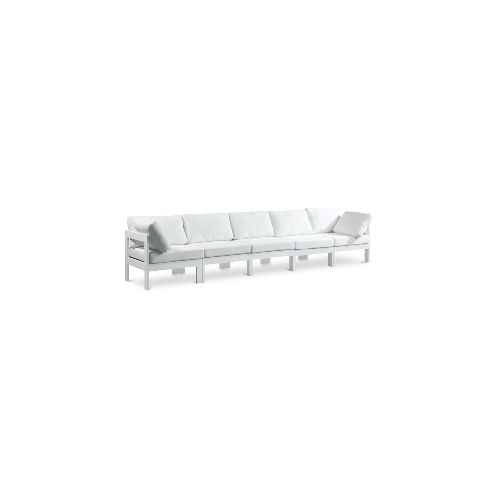 Nizuc White Water Resistant Fabric Outdoor Patio Modular Sofa