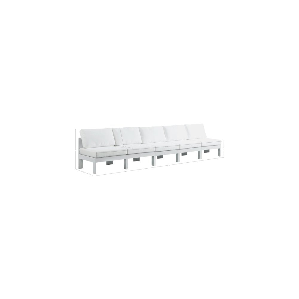 Nizuc White Water Resistant Fabric Outdoor Patio Modular Sofa