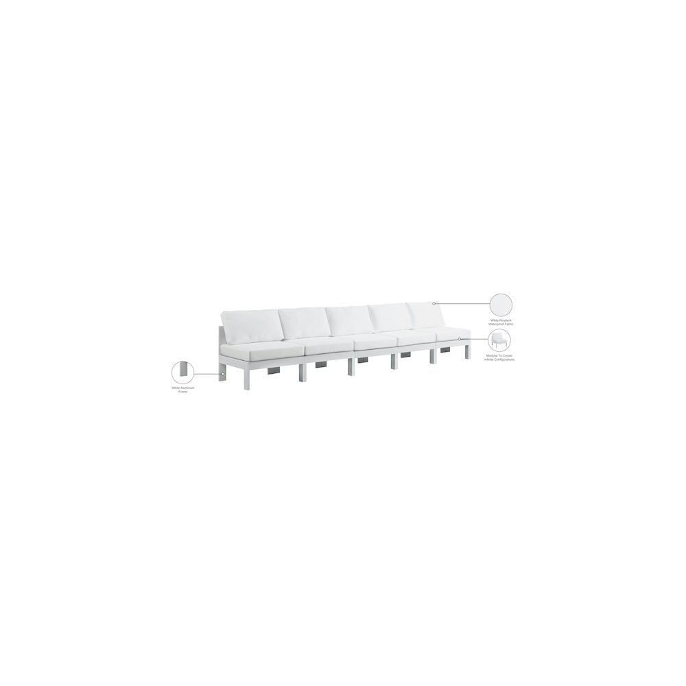Nizuc White Water Resistant Fabric Outdoor Patio Modular Sofa
