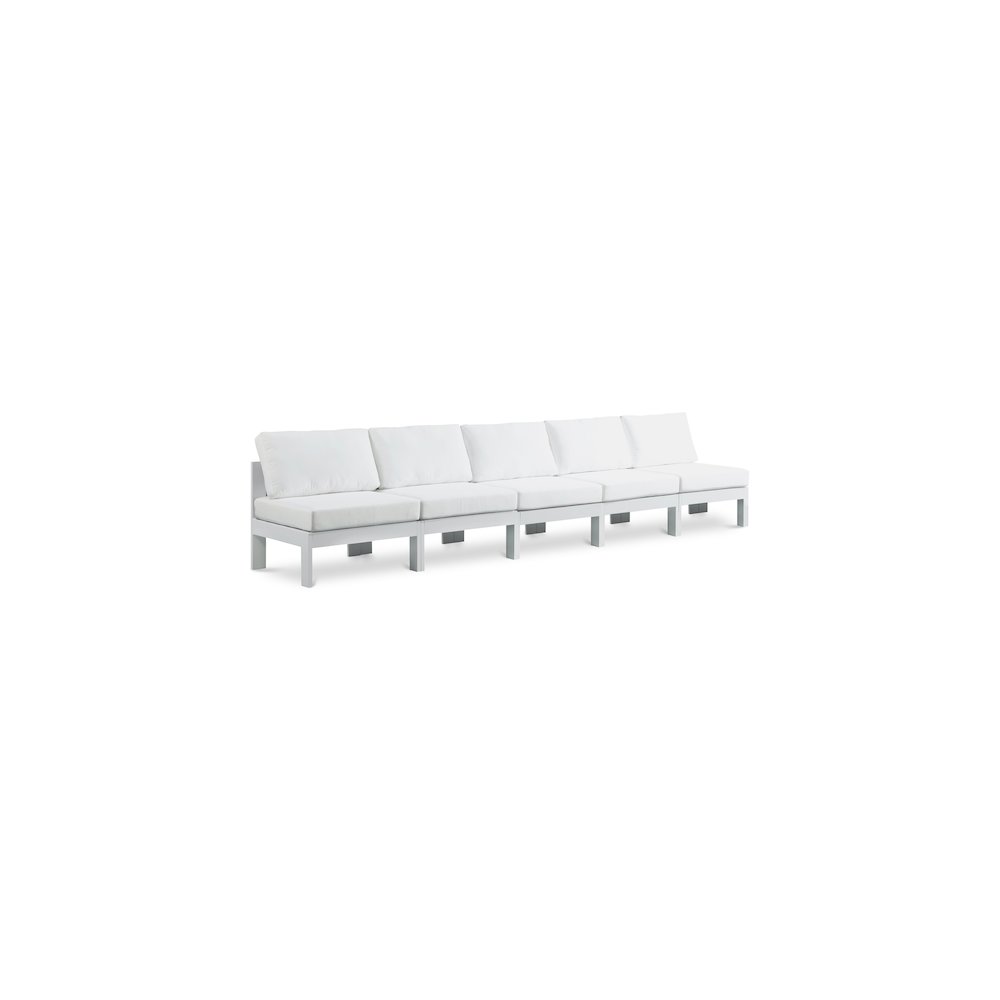 Nizuc White Water Resistant Fabric Outdoor Patio Modular Sofa