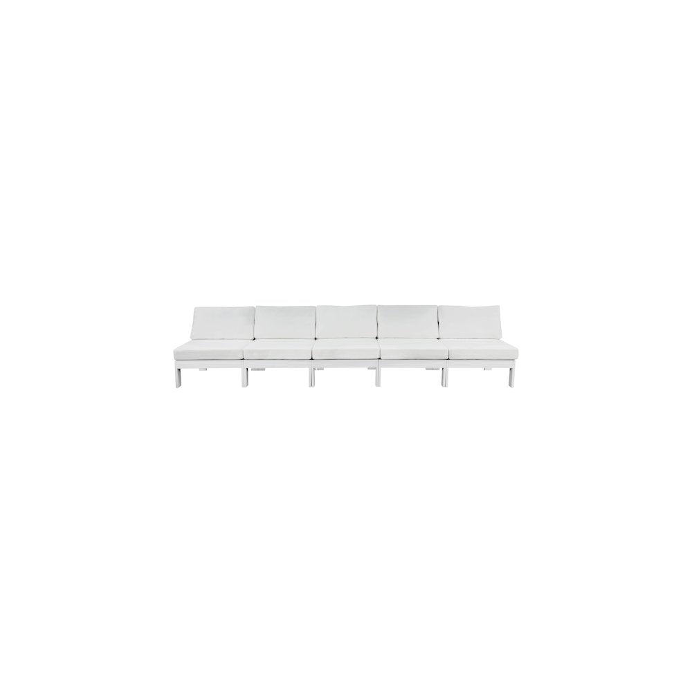 Nizuc White Water Resistant Fabric Outdoor Patio Modular Sofa