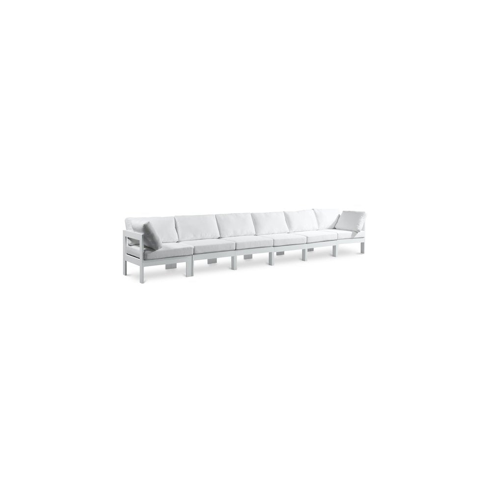 Nizuc White Water Resistant Fabric Outdoor Patio Modular Sofa