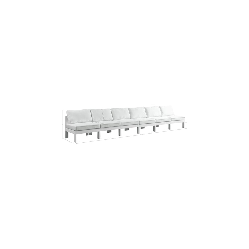 Nizuc White Water Resistant Fabric Outdoor Patio Modular Sofa
