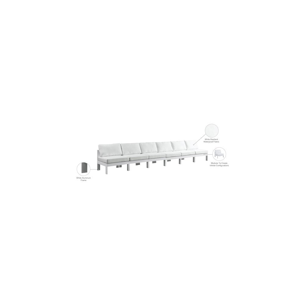 Nizuc White Water Resistant Fabric Outdoor Patio Modular Sofa