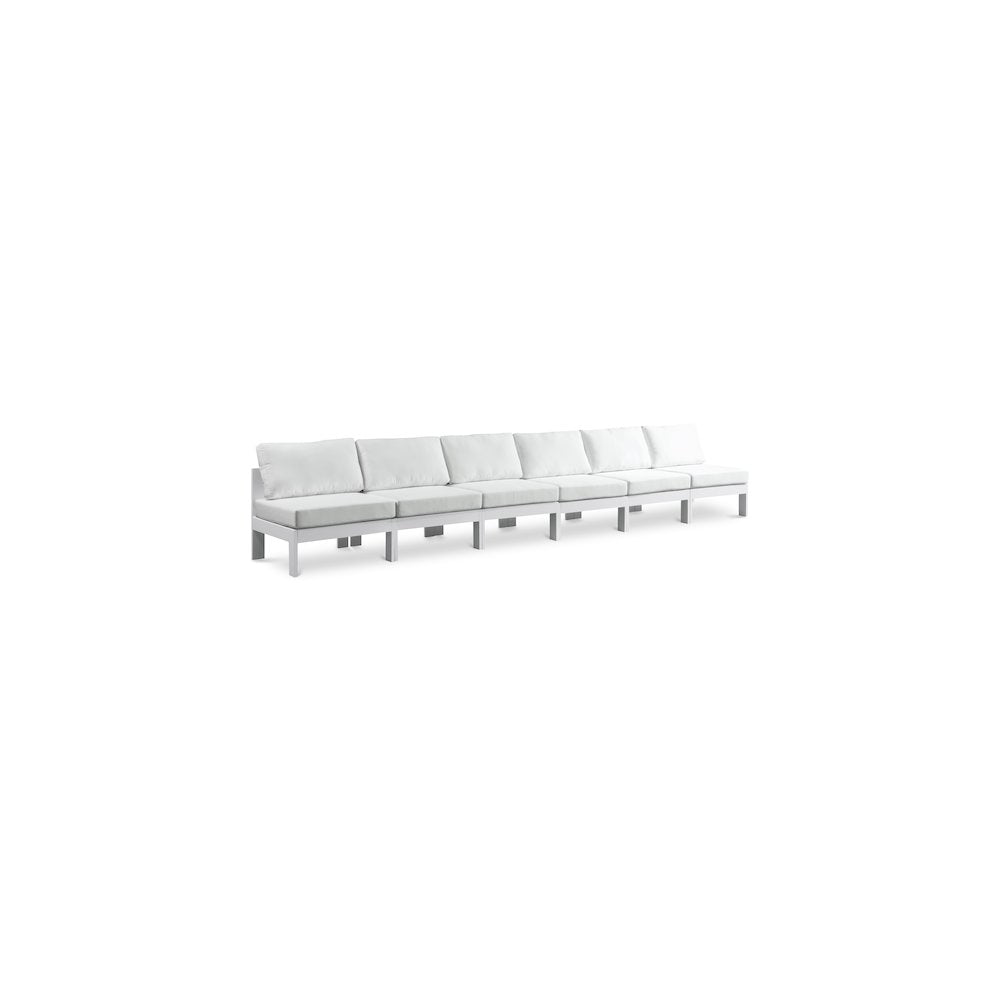 Nizuc White Water Resistant Fabric Outdoor Patio Modular Sofa