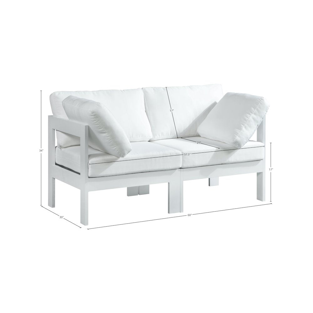 Nizuc White Water Resistant Fabric Outdoor Patio Modular Sofa