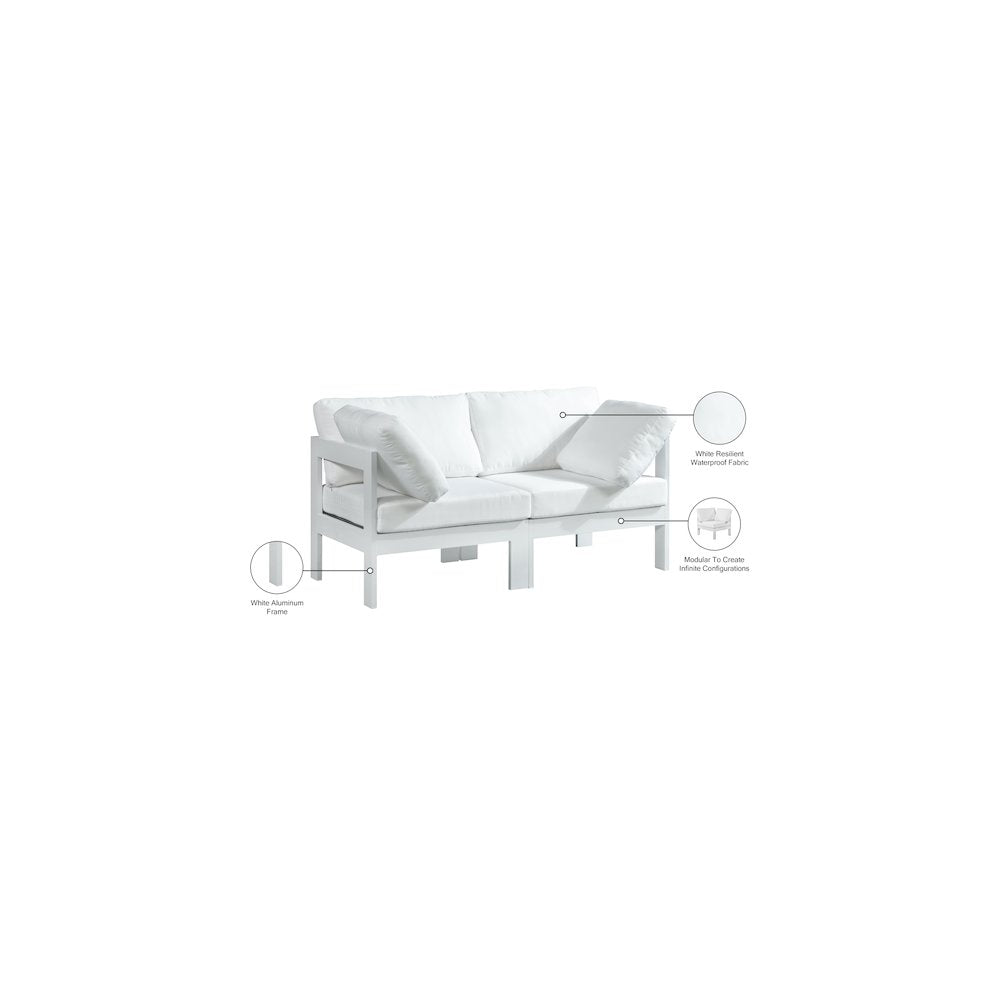 Nizuc White Water Resistant Fabric Outdoor Patio Modular Sofa
