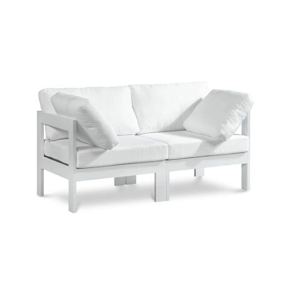 Nizuc White Water Resistant Fabric Outdoor Patio Modular Sofa
