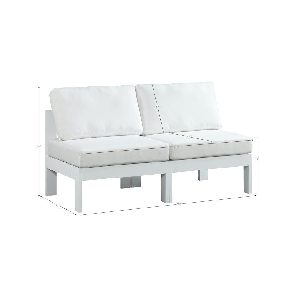 Nizuc White Water Resistant Fabric Outdoor Patio Modular Sofa