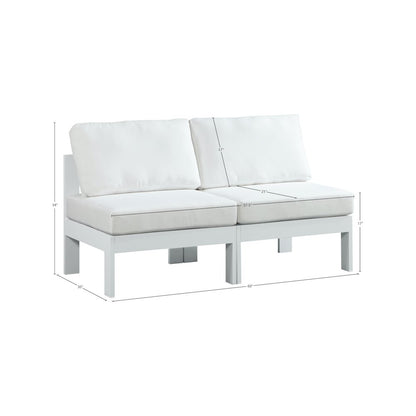Nizuc White Water Resistant Fabric Outdoor Patio Modular Sofa