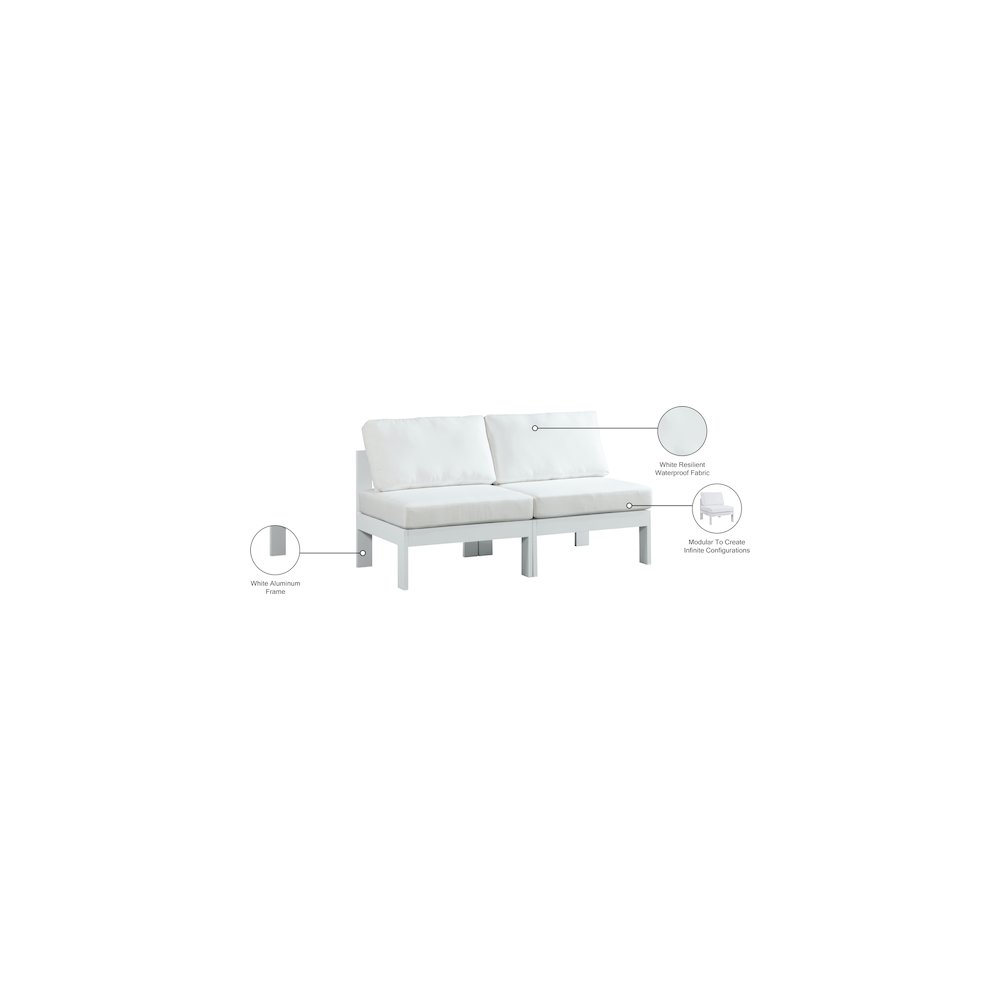 Nizuc White Water Resistant Fabric Outdoor Patio Modular Sofa