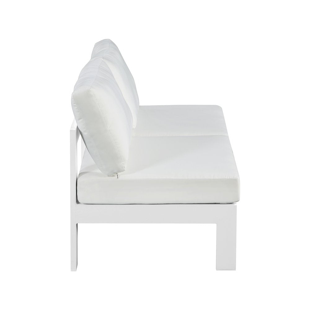 Nizuc White Water Resistant Fabric Outdoor Patio Modular Sofa