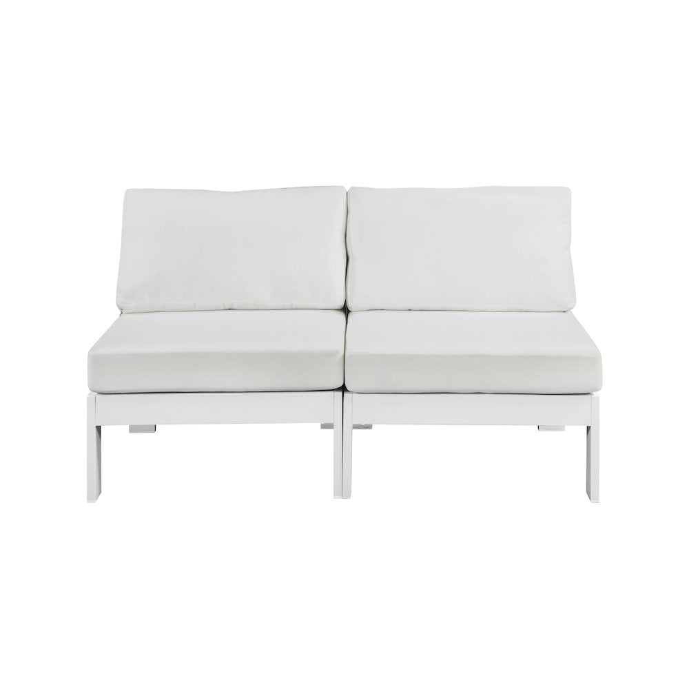 Nizuc White Water Resistant Fabric Outdoor Patio Modular Sofa