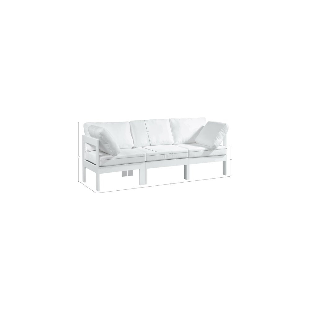 Nizuc White Water Resistant Fabric Outdoor Patio Modular Sofa