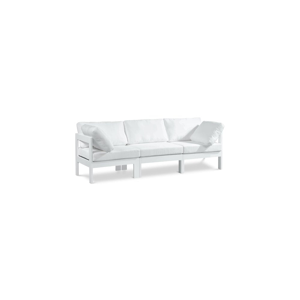 Nizuc White Water Resistant Fabric Outdoor Patio Modular Sofa