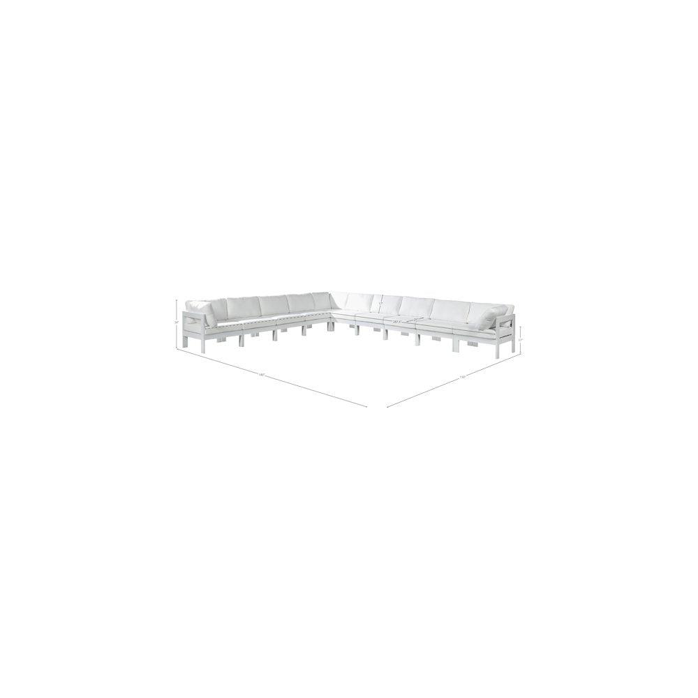 Nizuc White Water Resistant Fabric Outdoor Patio Modular Sectional