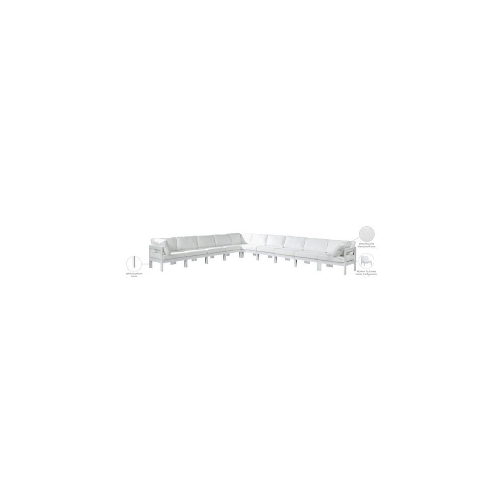 Nizuc White Water Resistant Fabric Outdoor Patio Modular Sectional