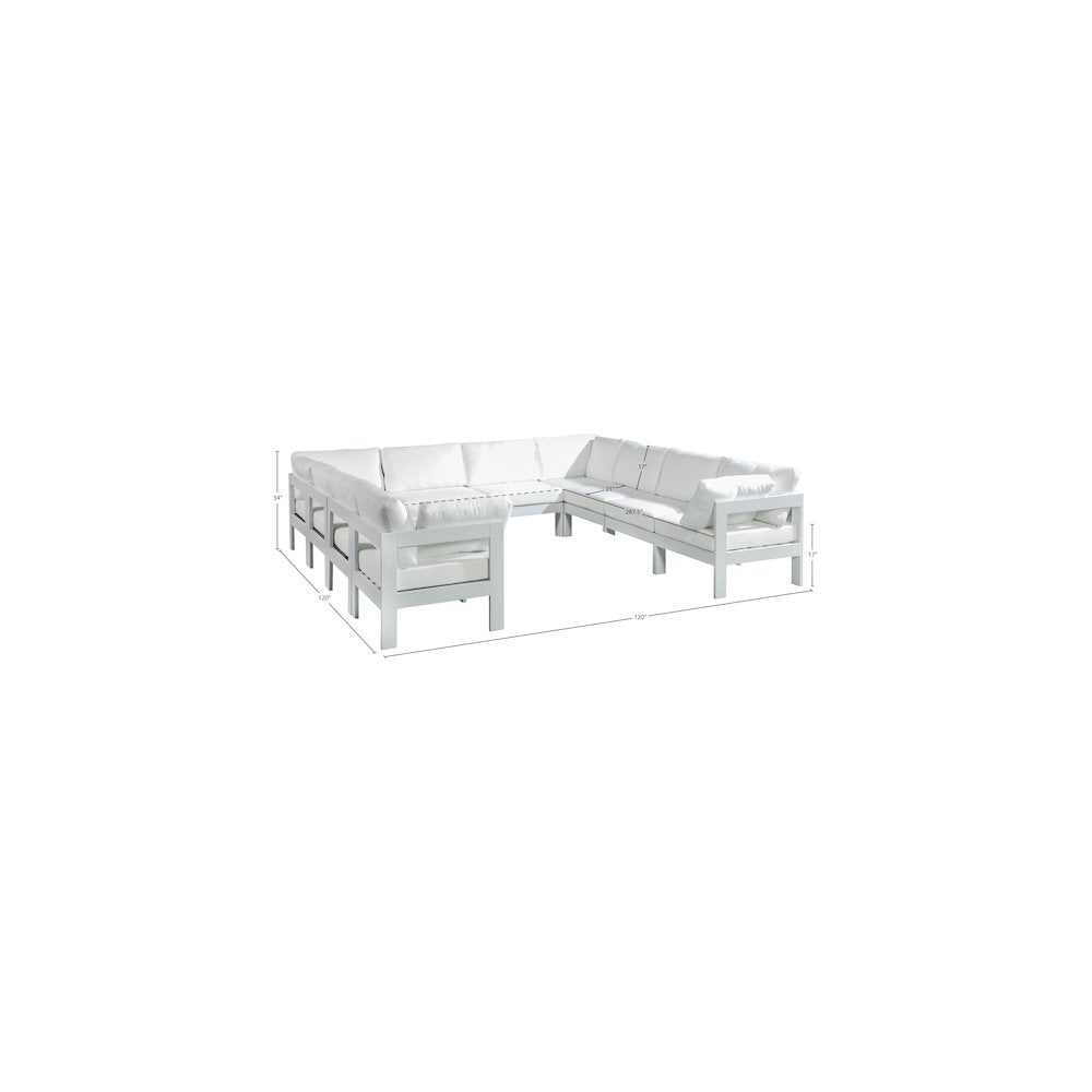 Nizuc White Water Resistant Fabric Outdoor Patio Modular Sectional