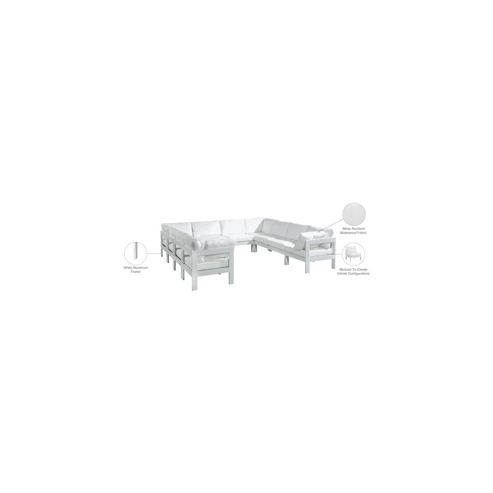 Nizuc White Water Resistant Fabric Outdoor Patio Modular Sectional