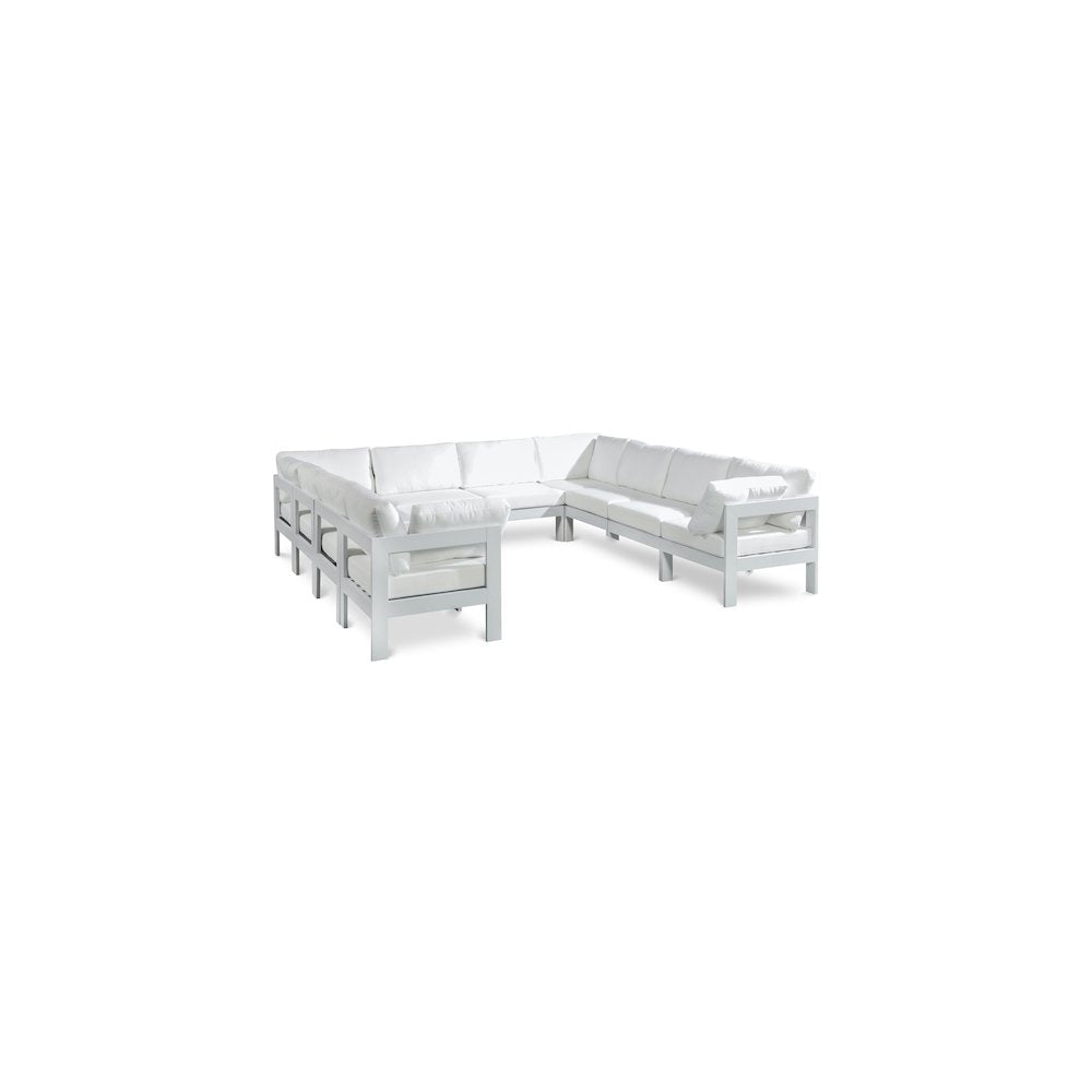 Nizuc White Water Resistant Fabric Outdoor Patio Modular Sectional