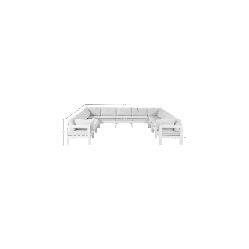 Nizuc White Water Resistant Fabric Outdoor Patio Modular Sectional