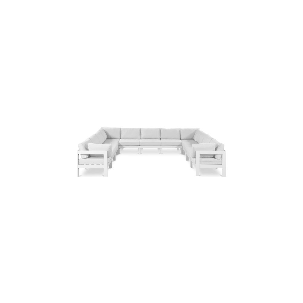 Nizuc White Water Resistant Fabric Outdoor Patio Modular Sectional