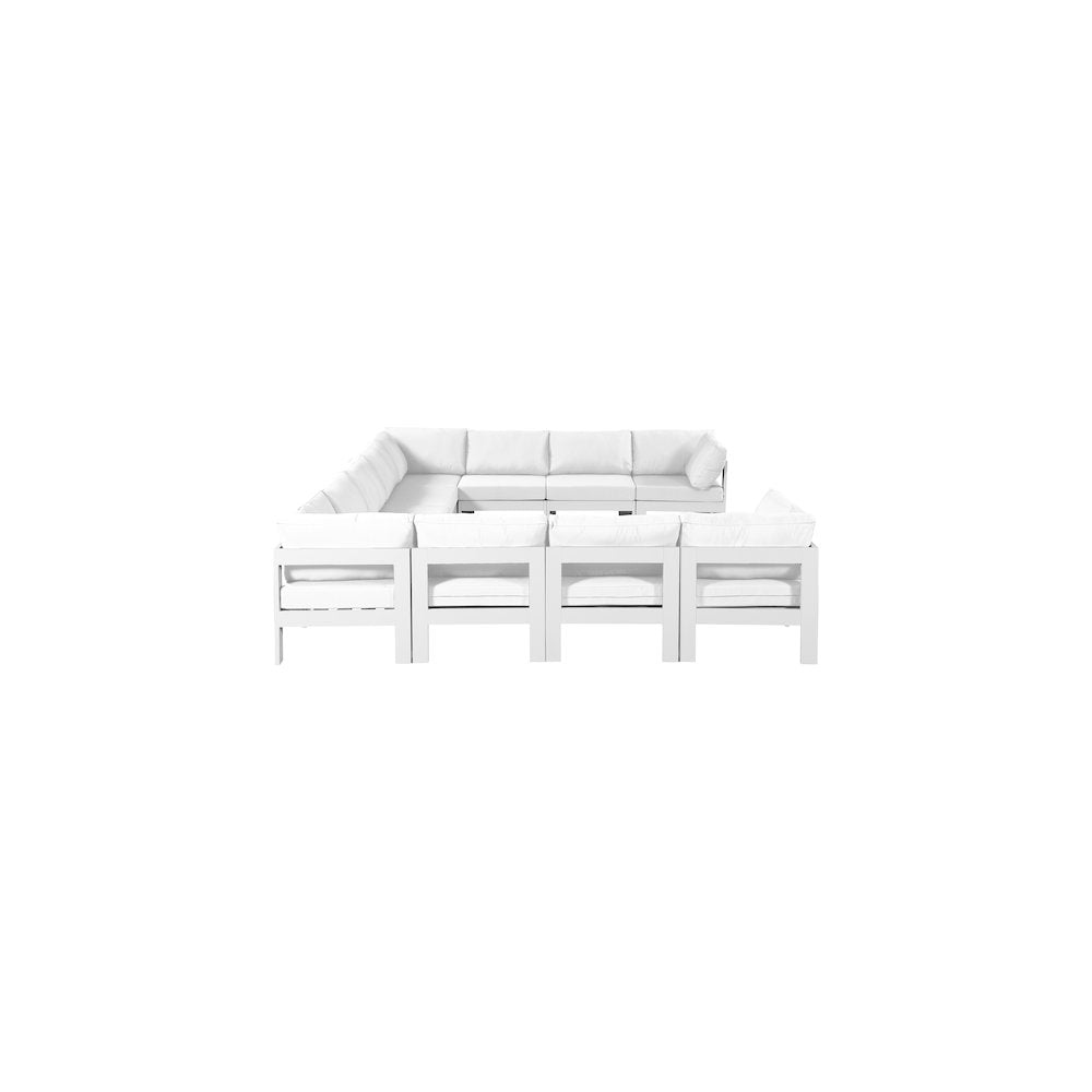 Nizuc White Water Resistant Fabric Outdoor Patio Modular Sectional